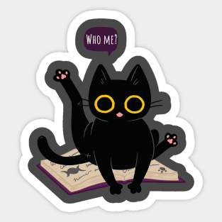 Who Me? Cat on book Sticker